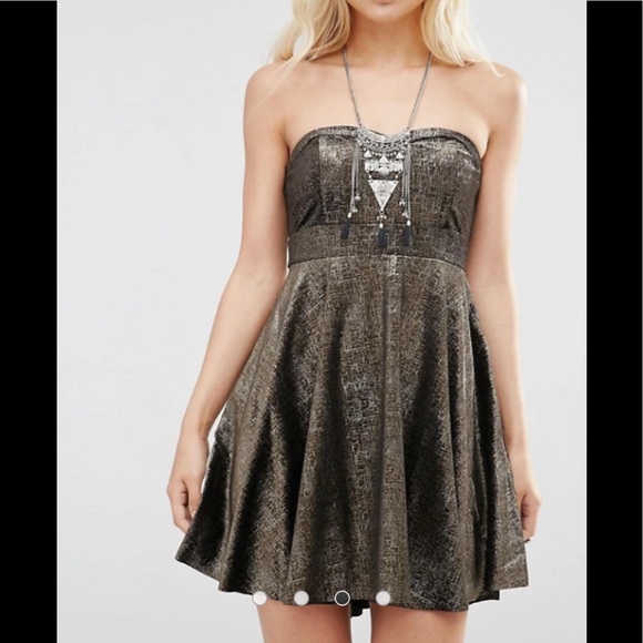 Free People Fit Flare Shattered Strapless Dress - Picture 3 of 11